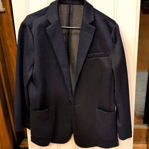 Dapper Boi Navy Knit Stretch Blazer Jacket M Single-Breasted One-Button